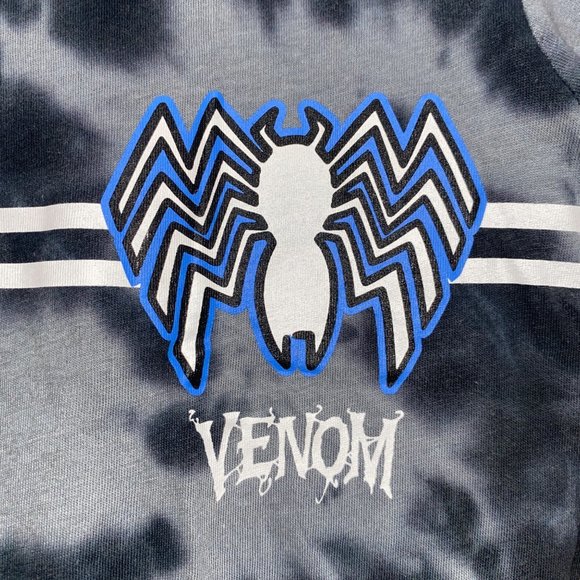Marvel Boxlunch Gray Venom Spiderman Bleach Tie Dye Tee Shirt Short Sleeve Small - Picture 2 of 5